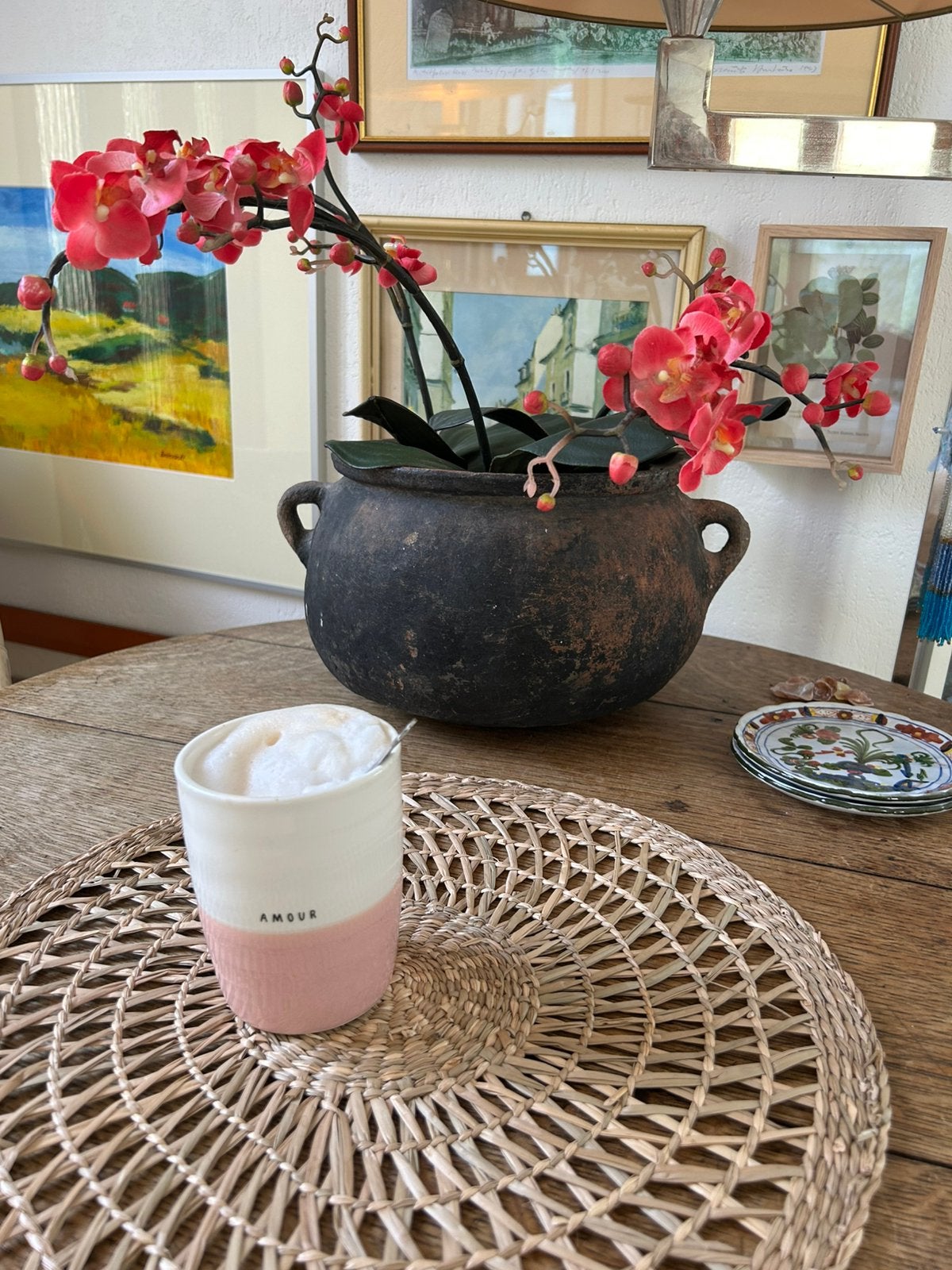 Amtieke Aardewerk pot met orchideeën, Ophalen