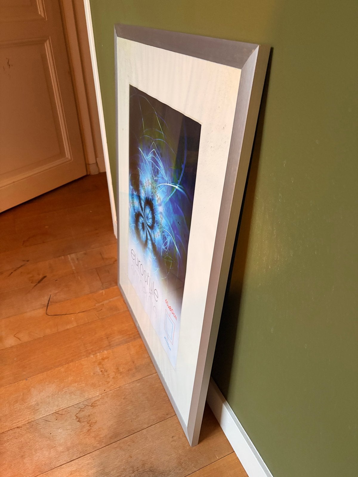 Grote fotolijst (glas/chrome) 60x80 cm, Ophalen, Zo goed als nieuw, Fotolijst, Metaal