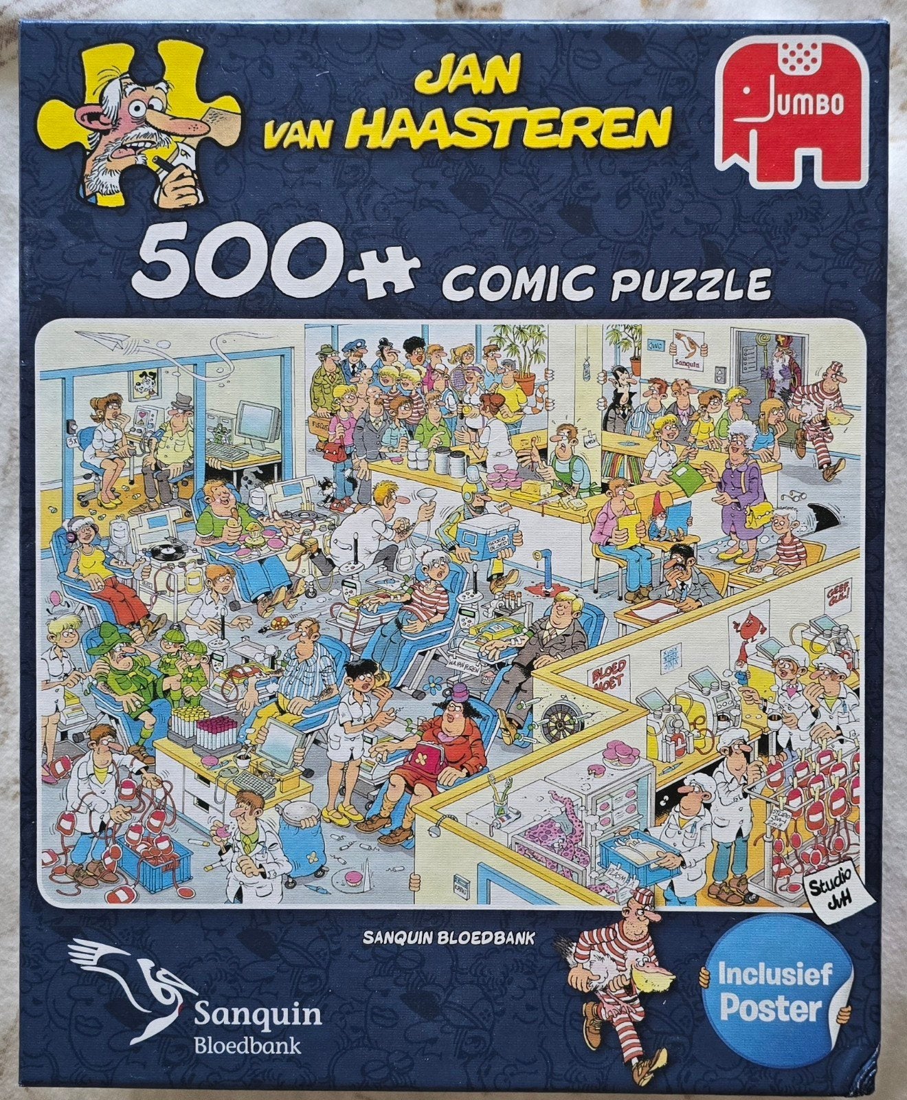 Jan van Haasteren Sanquin bloedbank, Hobby en Vrije tijd, Ophalen of Verzenden, 500 t/m 1500 stukjes, Zo goed als nieuw