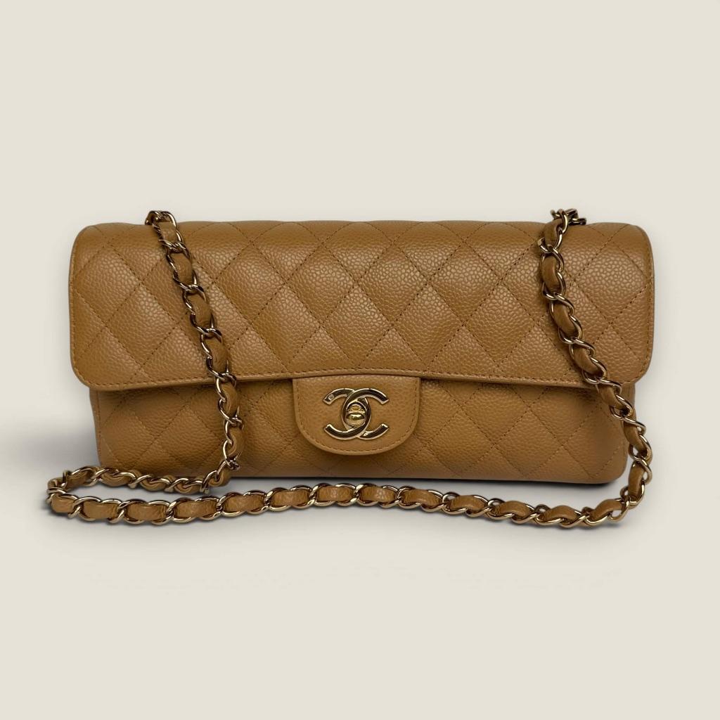 Chanel East West flap beige caviar 24k goldplated hardware, Overige merken, Beige, Ophalen of Verzenden, Zo goed als nieuw