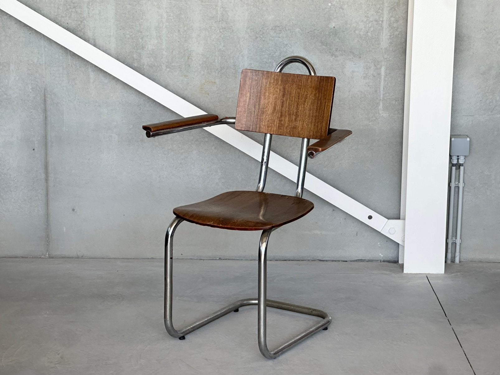 Vintage buisframe chair by Joseph Diongre, Ophalen of Verzenden, Zo goed als nieuw, Hout, Eén