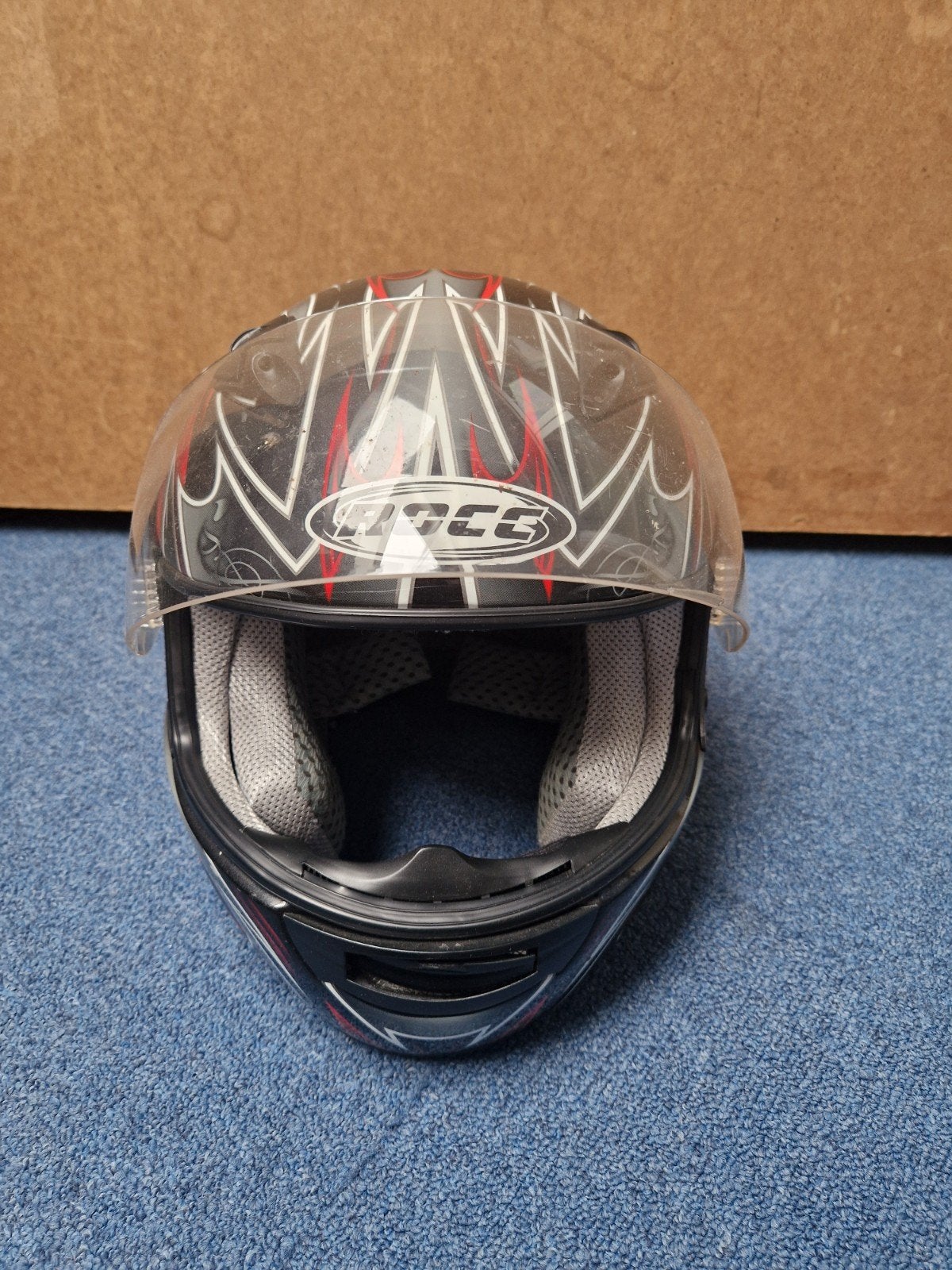 Motorhelm Rocc XXS 52 zwart/rood met vlammen, Overige merken, XXS, Heren, Ophalen of Verzenden