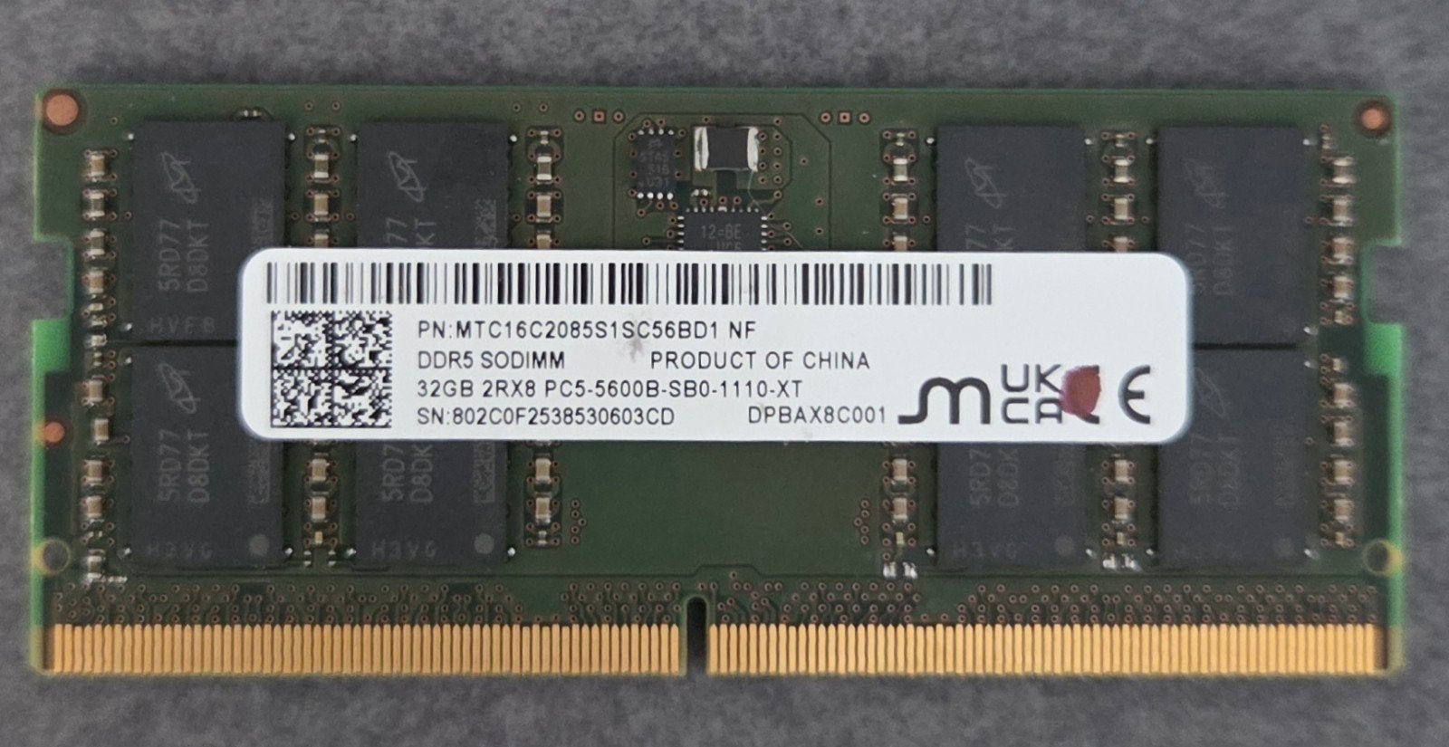 32GB DDR5 SODIMM Laptop Geheugen PC5-5600B, 32 GB, Onbekend, Nieuw, Ophalen of Verzenden