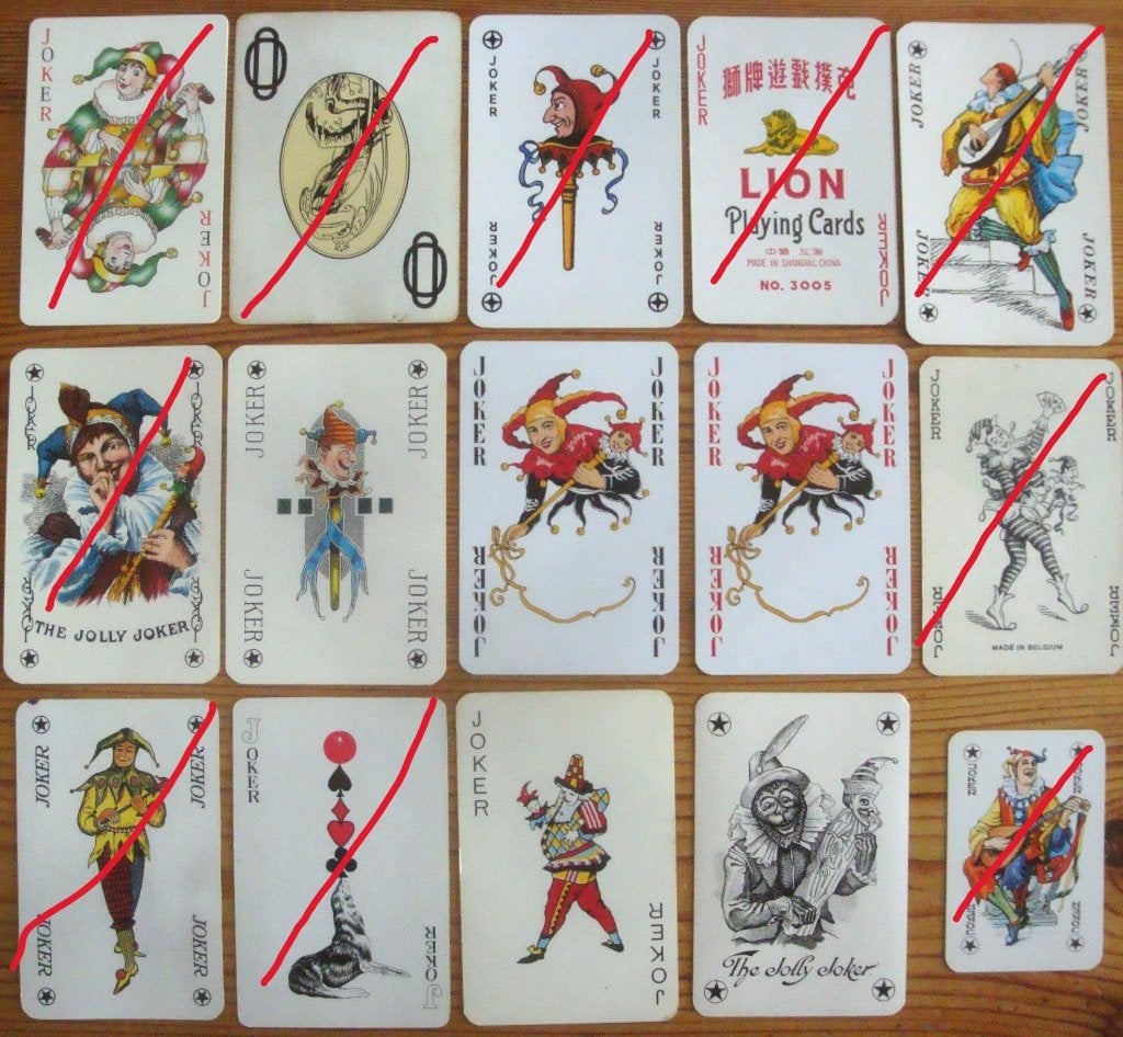 15 verschillende jokers € 0,50 p/s, € 1,50 p/4, € 3,50 p/10, Ophalen of Verzenden, Zo goed als nieuw, Joker(s)