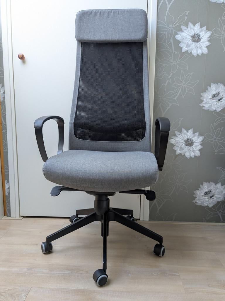 ❗NIEUWE grijze ergonomische bureaustoel met hoge rugleuning, Ophalen, Nieuw, Grijs, Bureaustoel