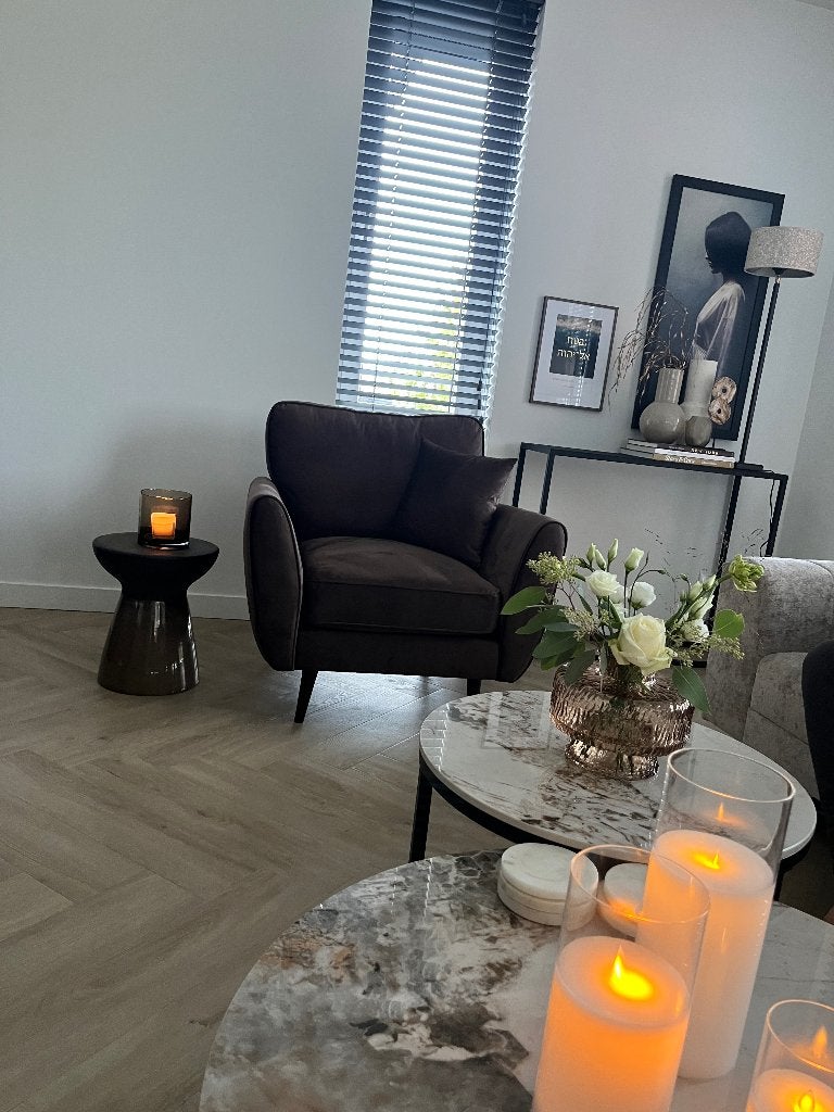 Prachtige bruine velvet fauteuil, Ophalen, Zo goed als nieuw, 75 tot 100 cm, 50 tot 75 cm