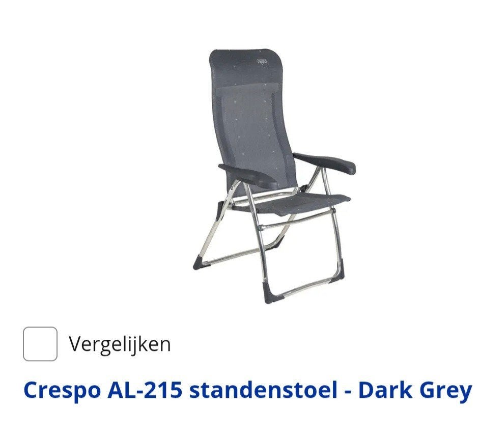 4 Crespo stoelen met 2 voetenbankjes en tafel, Ophalen, Zo goed als nieuw, Campingstoel