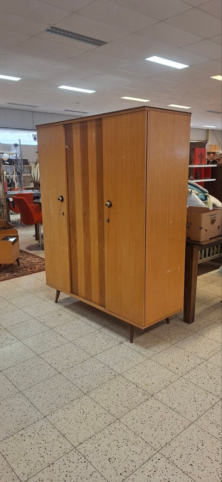 Vintage Kledingkast / Garderobekast - Jaren '60 Stijl, Antiek en Kunst, Ophalen