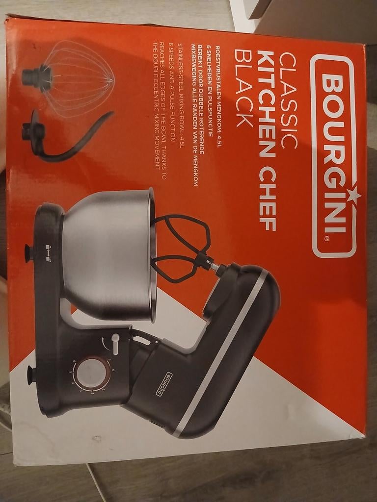 Bourgini Classic Kitchen Chef Zwart - Keukenmachine, 4 liter of meer, Ophalen of Verzenden, Zo goed als nieuw, 3 snelheden of meer