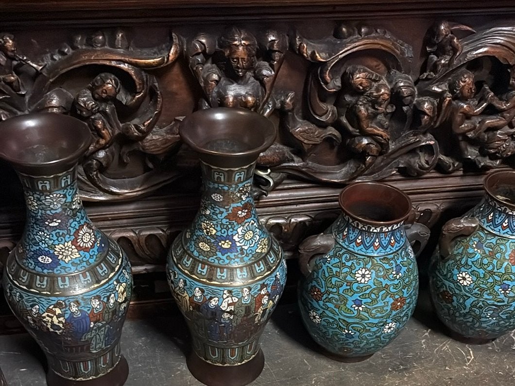 Vier Aziatische bronzen vazen, Ophalen, Gebruikt