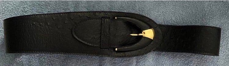 Donkerblauwe leren riem zgan, Ophalen of Verzenden, Zo goed als nieuw, Overige kleuren, 100 cm of meer