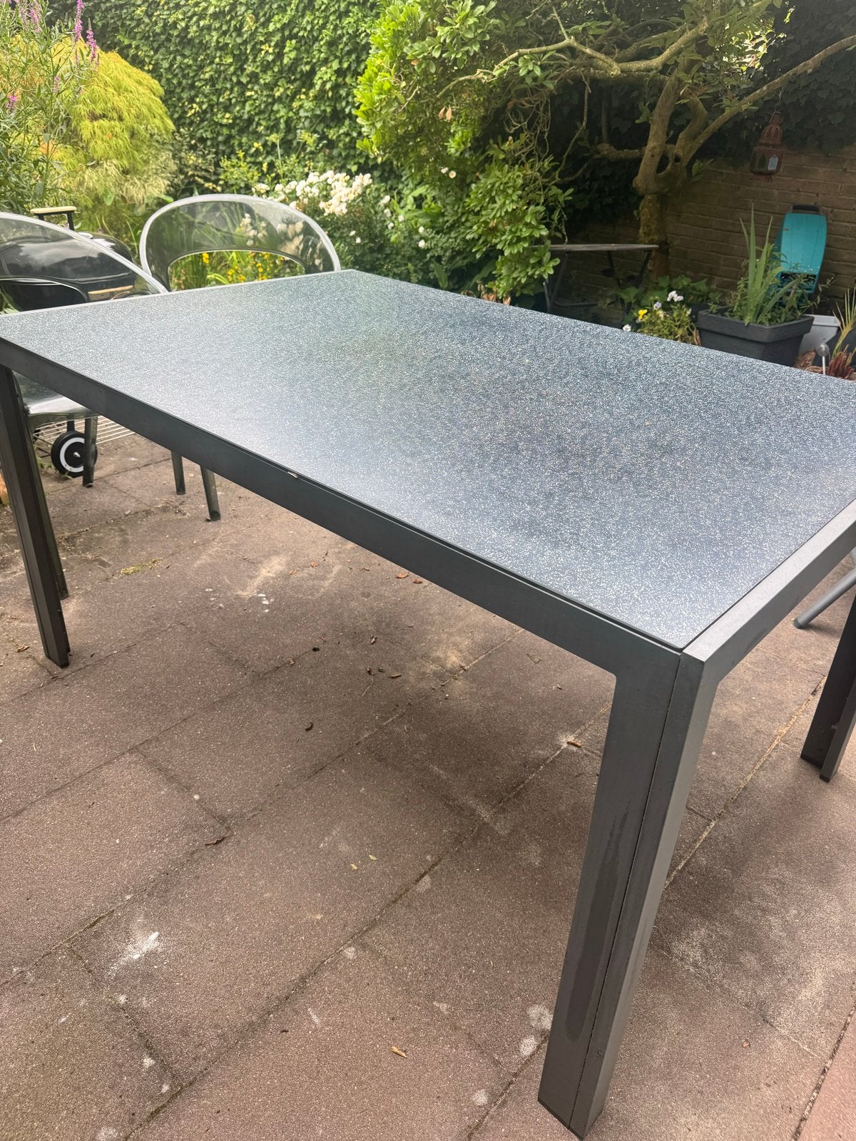 Tuintafel Houston Lidl metaal en veiligheidsglas, Ophalen, Gebruikt, Rechthoekig, Metaal