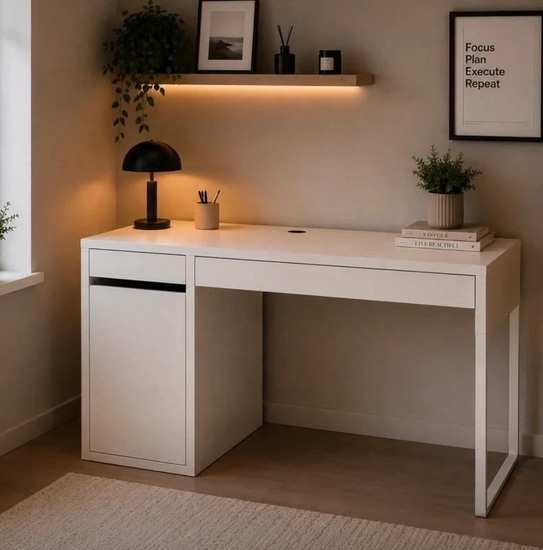 Ikea kleine bureau Micke (105x50 ) wit, Huis en Inrichting, Bureaus, Hout, Demontabel, Ophalen of Verzenden, Zo goed als nieuw