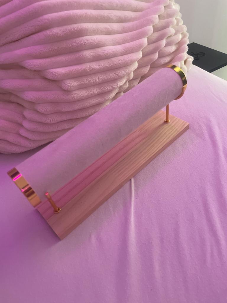 Stijlvolle Armbandenhouder - Roze Fluweel & Hout, Ophalen of Verzenden, Zo goed als nieuw