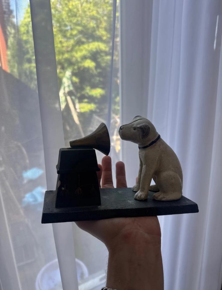 Ijzeren His Master’s Voice Nipple hond beeldje, Verzamelen, Ophalen of Verzenden, Gebruikt