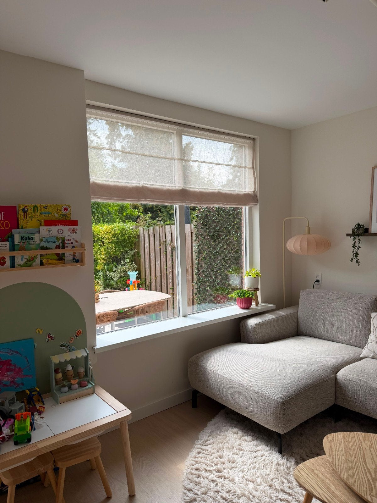 Vouwgordijn ecru/beige nieuw in doos en ongemonteerd, Huis en Inrichting, Stoffering | Gordijnen en Lamellen, Ophalen, Crème, Nieuw