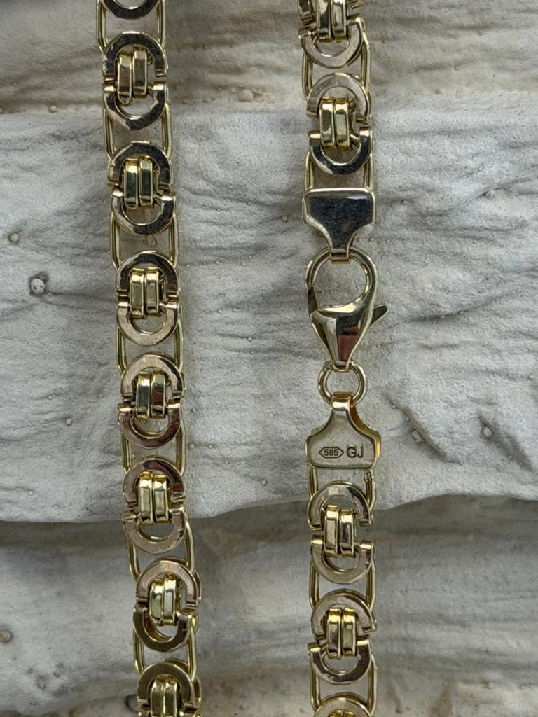 Gouden Koningsketting 585 GJ - Prachtig Design, Sieraden, Tassen en Uiterlijk, Kettingen, Www.bredajuwelier.nl, Nieuw, Ophalen of Verzenden
