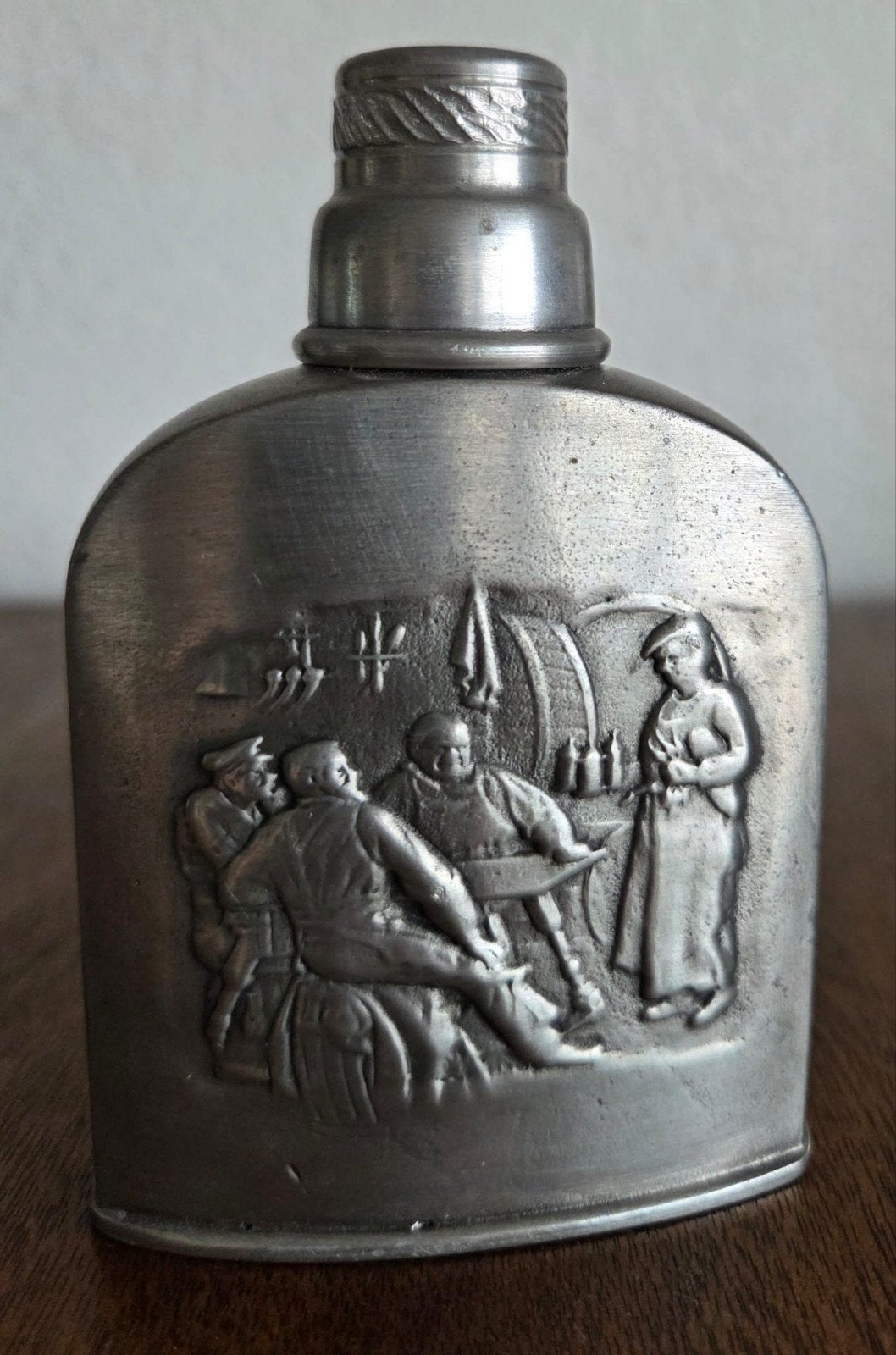 Antiek tinnen heupfles, Antiek en Kunst, Ophalen of Verzenden