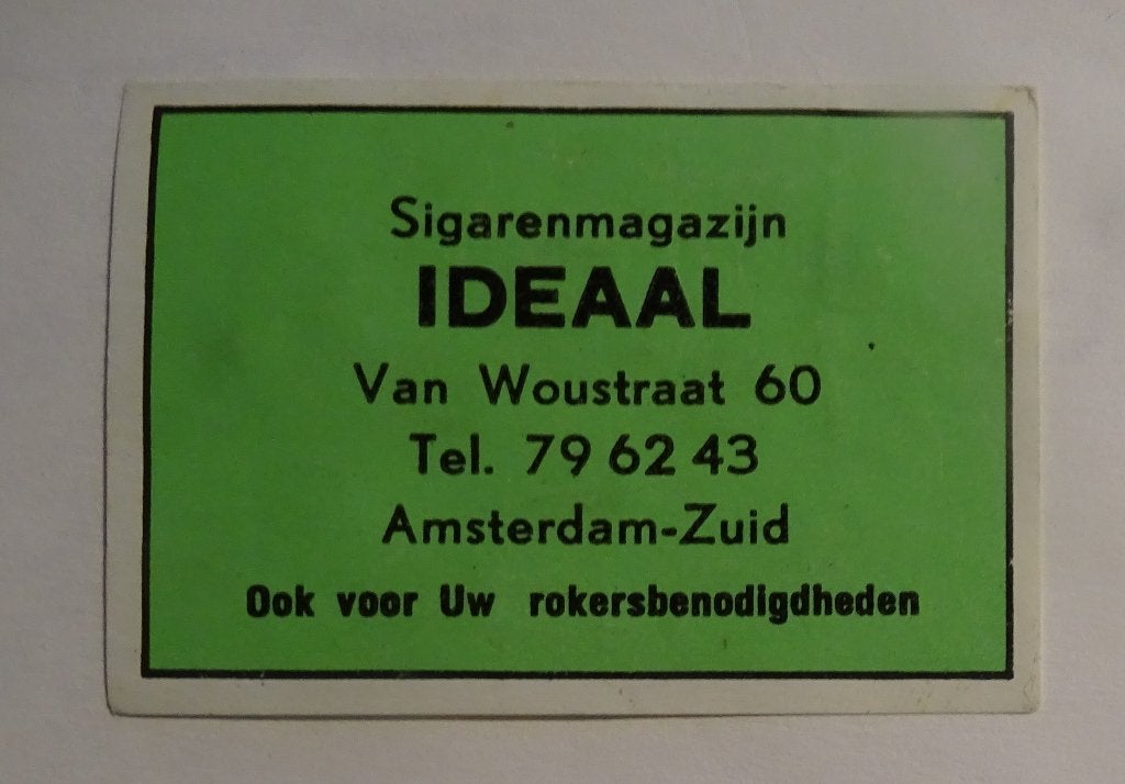 Sigarenmagazijn   IDEAAL    Van Woustraat   AMSTERDAM  Z, Verzamelen, Verzenden, Zo goed als nieuw, Luciferdoosjes of -merken