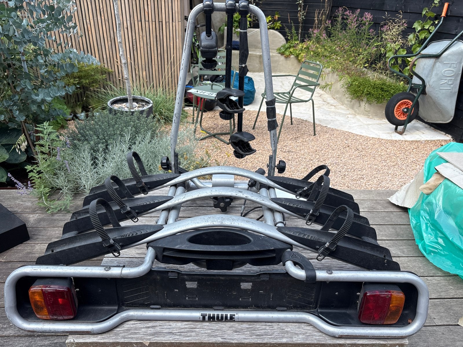 Thule EuroWay 947 Trekhaakdrager voor 3 fietsen, Auto diversen, Fietsendragers, Ophalen, 3 fietsen of meer, Gebruikt, Brede banden