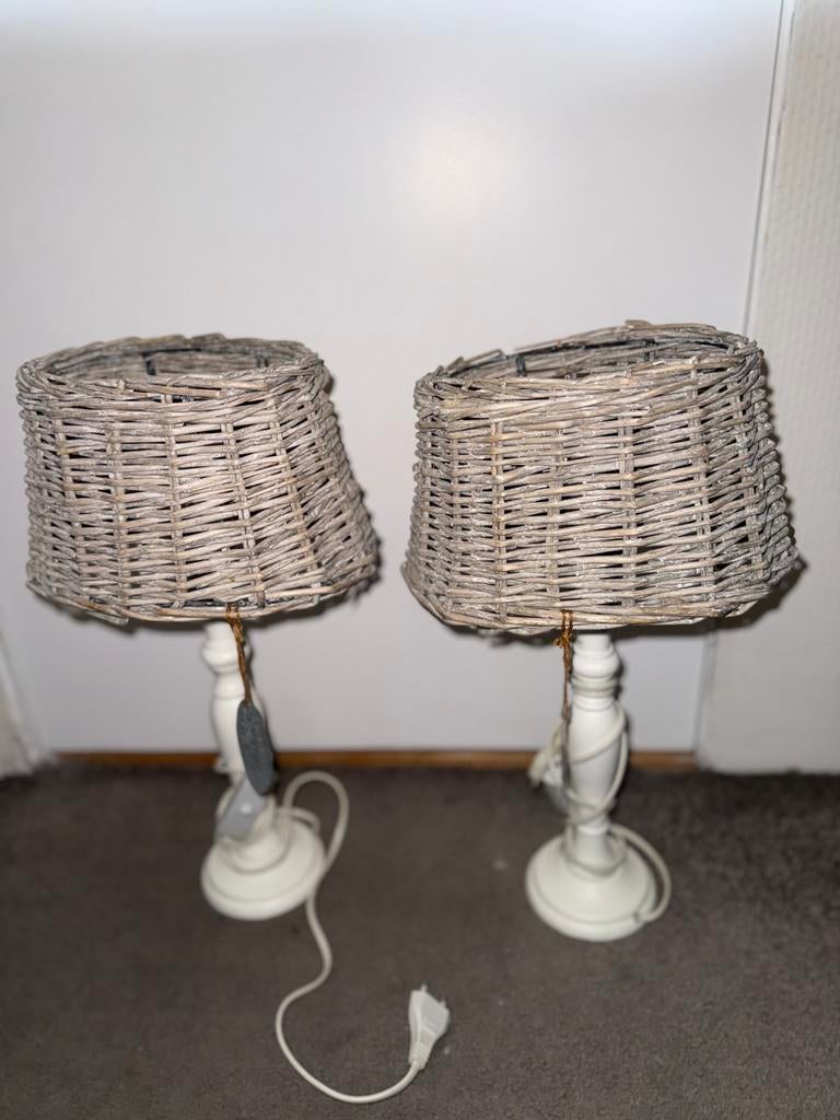 Sfeerlampen met rietenkap, Huis en Inrichting, Lampen | Tafellampen, Ophalen, Gebruikt, Minder dan 50 cm