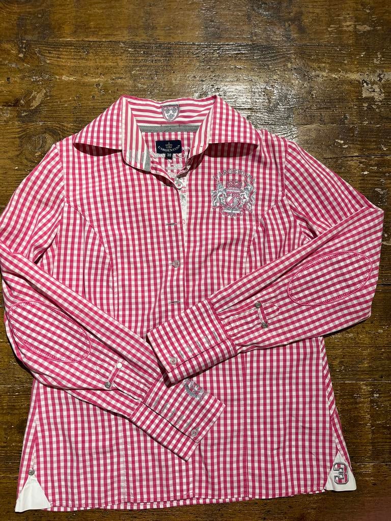 L'Argentina Geruite Blouse Roze/Wit Maat 38, Kleding | Dames, Blouses en Tunieken, Ophalen of Verzenden, Zo goed als nieuw, Maat 38/40 (M)