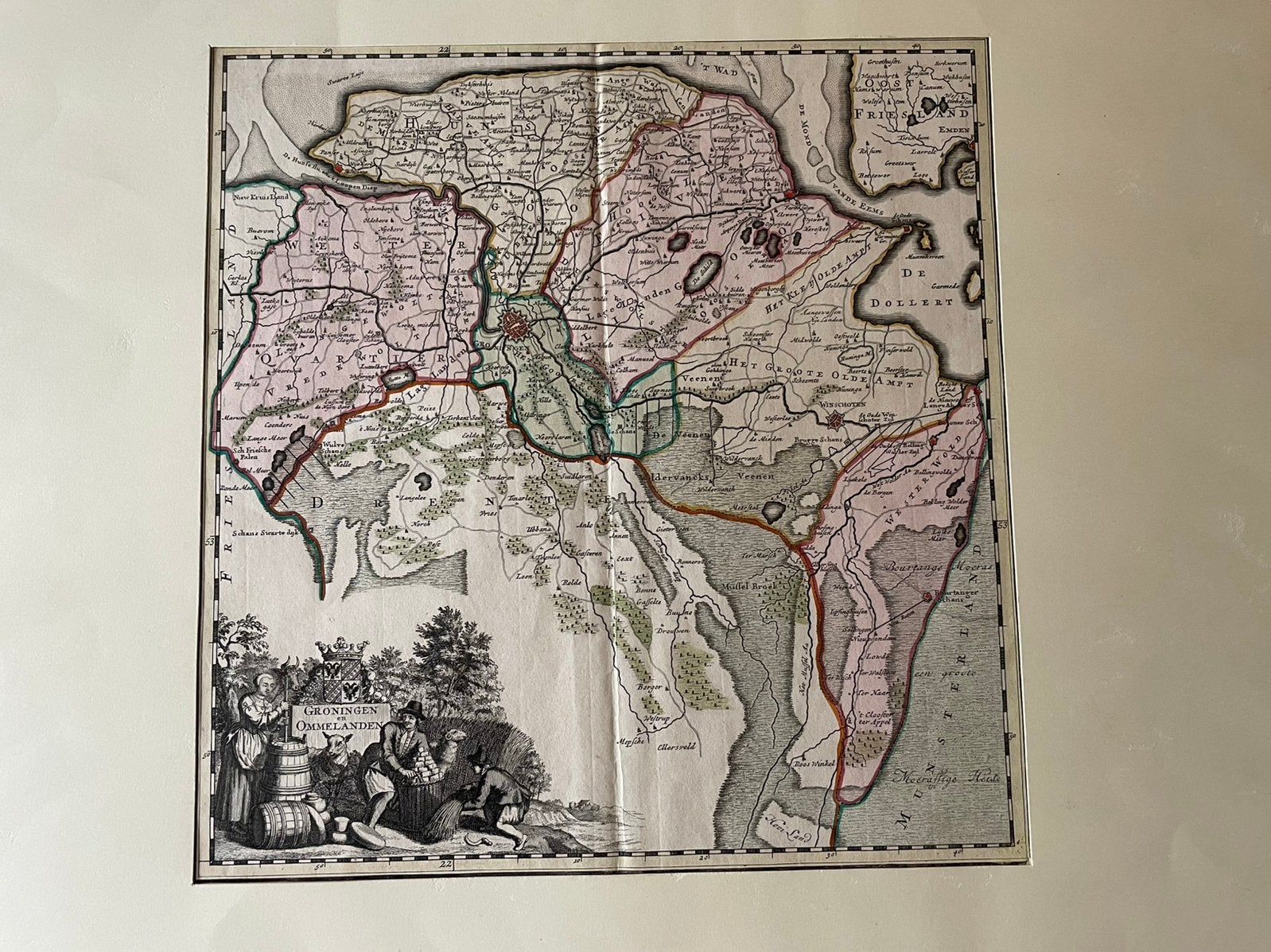 Kopergravure Groningen en Ommelanden (Tirion, ca 1770), Ophalen of Verzenden