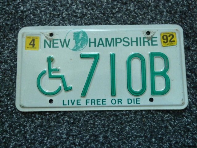 Kentekenplaat licenseplate New Hampshire 92 USA, Verzamelen, Verzenden, Gebruikt, Auto's