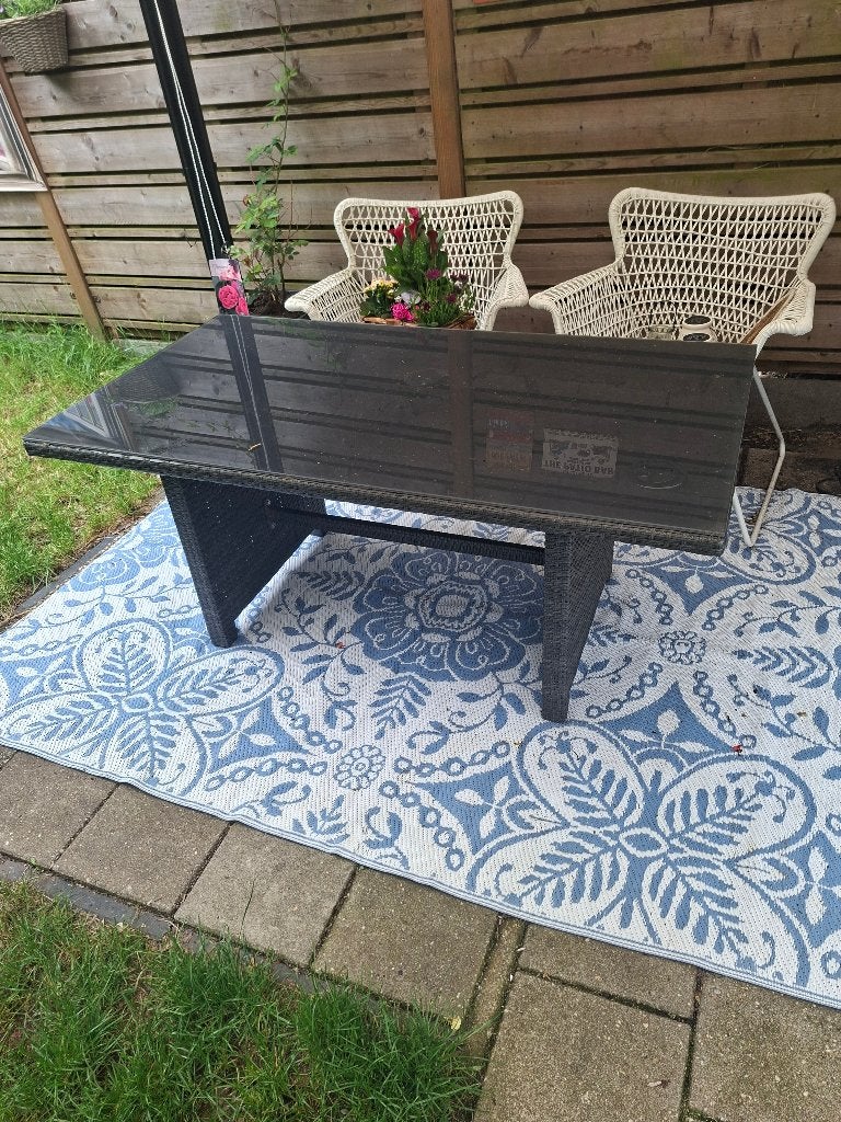 Tuintafel, Ophalen of Verzenden, Gebruikt, Rechthoekig, Aluminium