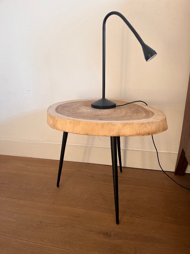 2x bijzet tafeltje, Minder dan 55 cm, Gebruikt, Rond, Hout