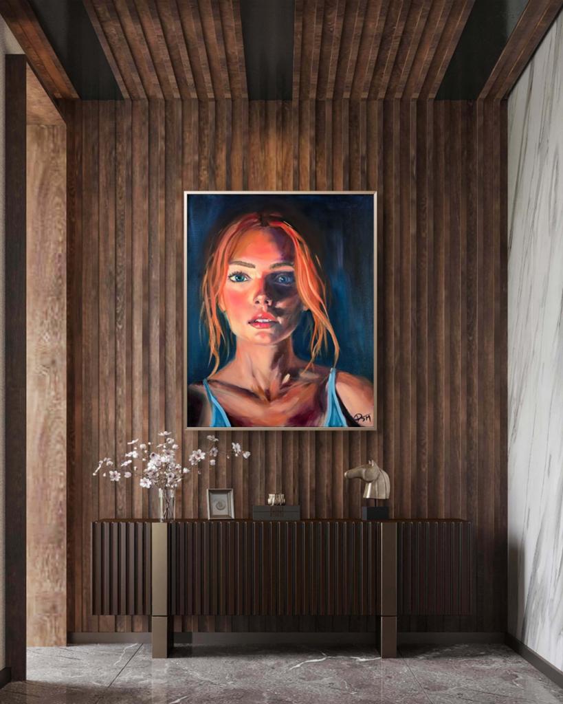 Olieverf schilderij "In Stillness I Am Brave " 40x50cm, Antiek en Kunst, Ophalen of Verzenden
