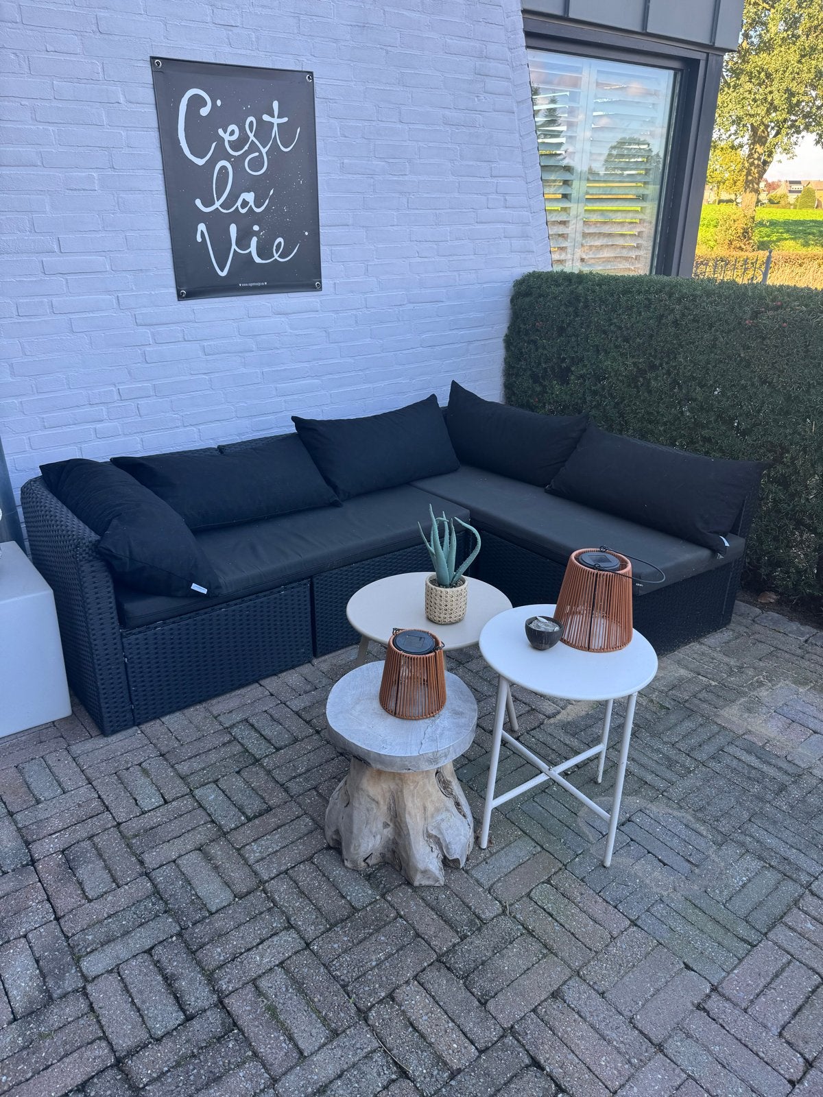 Antraciet Wicker Loungeset met Kussens, Ophalen, 5 zitplaatsen, Gebruikt, Loungeset