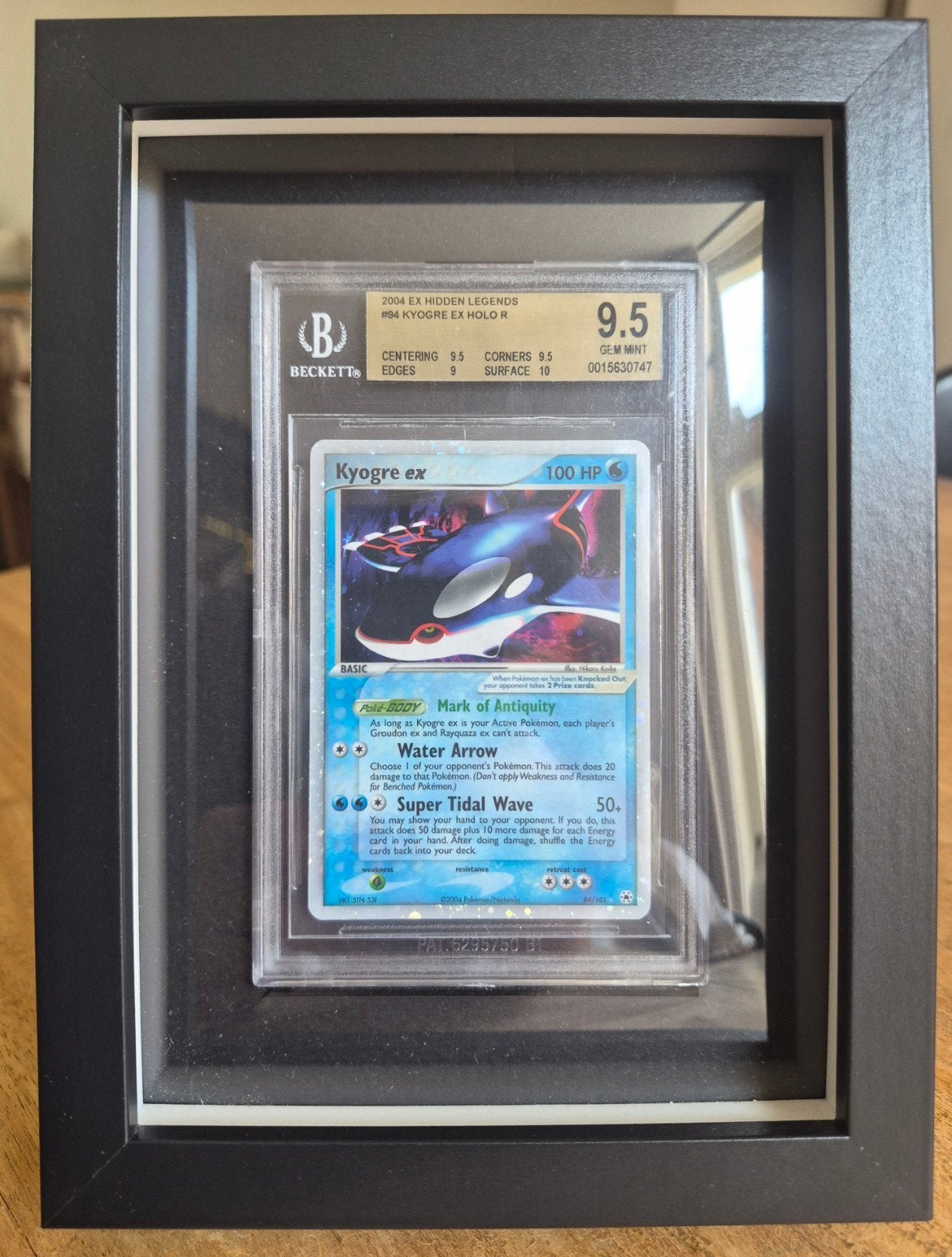 Kyogre ex 2004 EX Hidden Legends #94 BGS 9.5 | Low POP 6, Ophalen of Verzenden, Zo goed als nieuw, Losse kaart