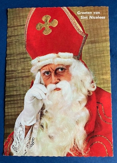Sinterklaas moet ernstig nadenken Groeten van Sint Nicolaas, Ophalen of Verzenden, 1960 tot 1980, Ongelopen, Feest(dag)