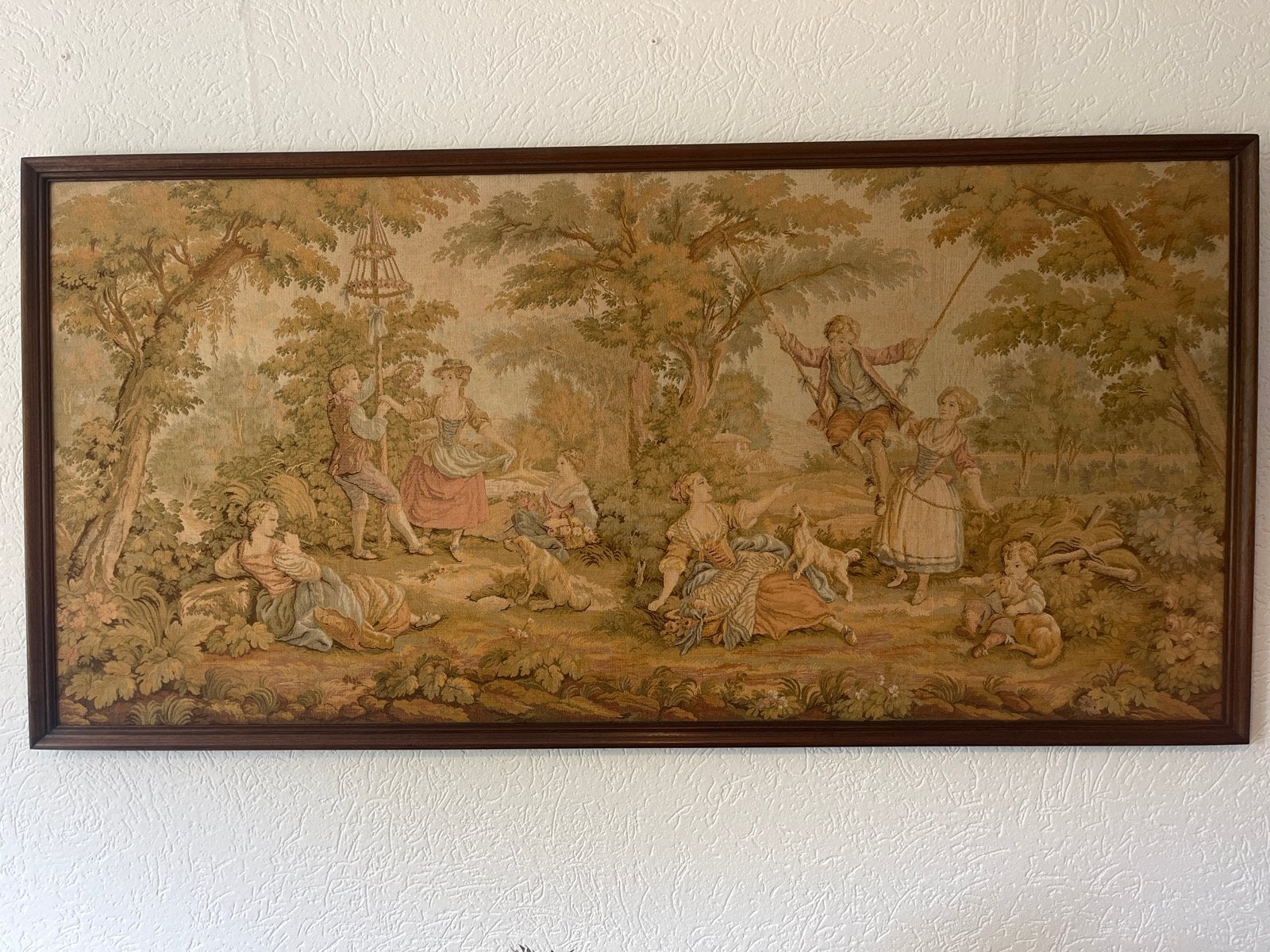 Groot wandtapijt met pastorale scène, 155x86 cm, Antiek en Kunst, Ophalen
