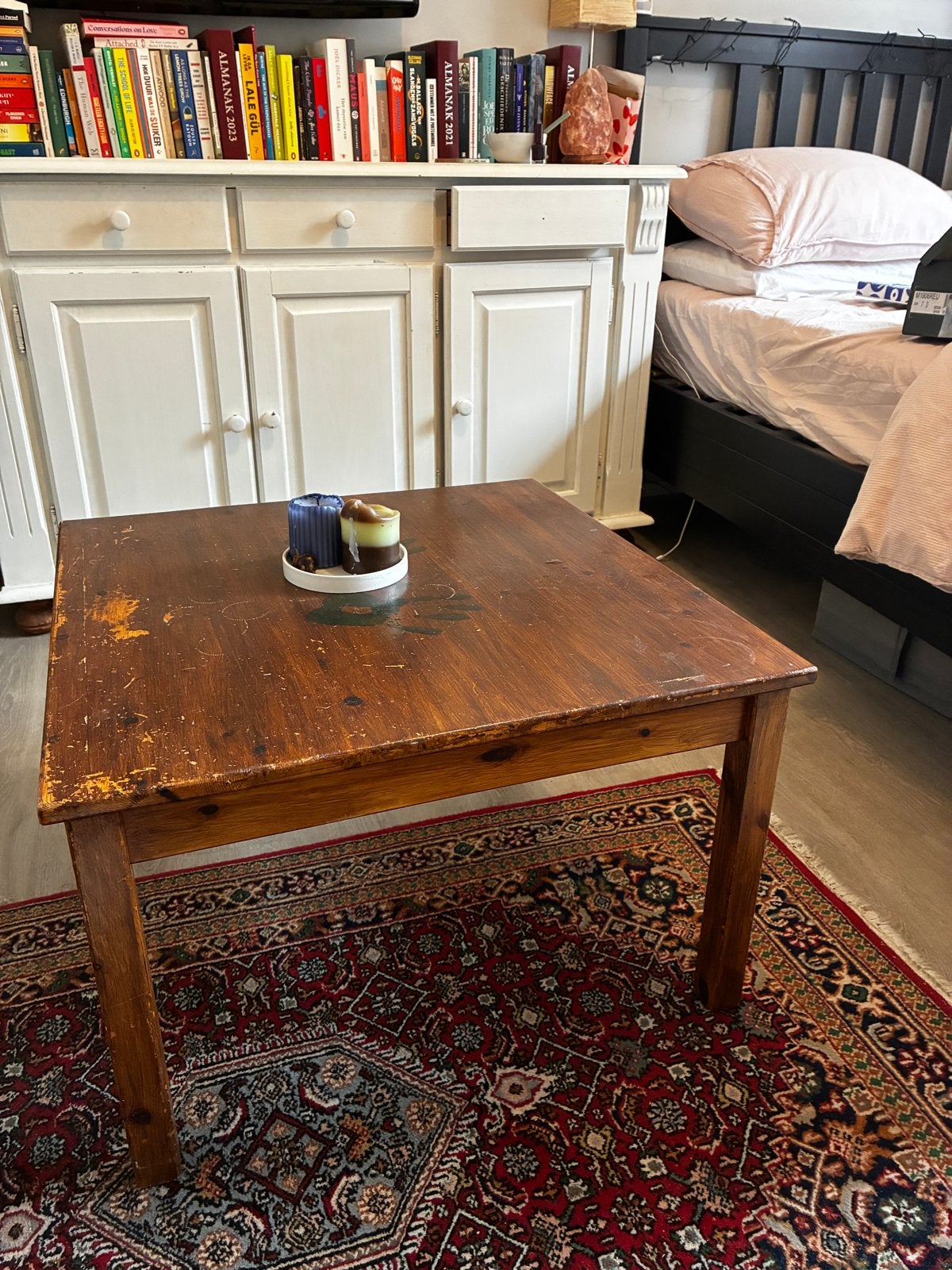 Houten salontafel met lade - gratis op te halen voor vrijdag, Ophalen, Gebruikt, Vierkant, 50 tot 100 cm