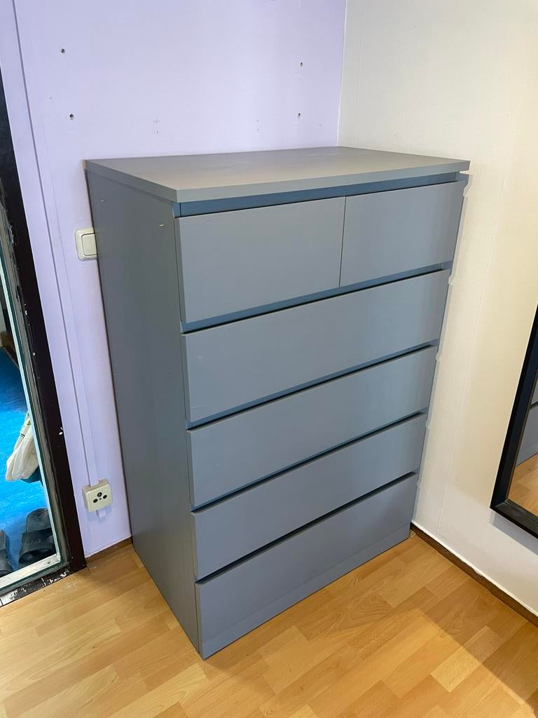 Grijze Malm Ladekast, goede staat, Ophalen, 5 laden of meer, 100 tot 150 cm, 50 tot 100 cm