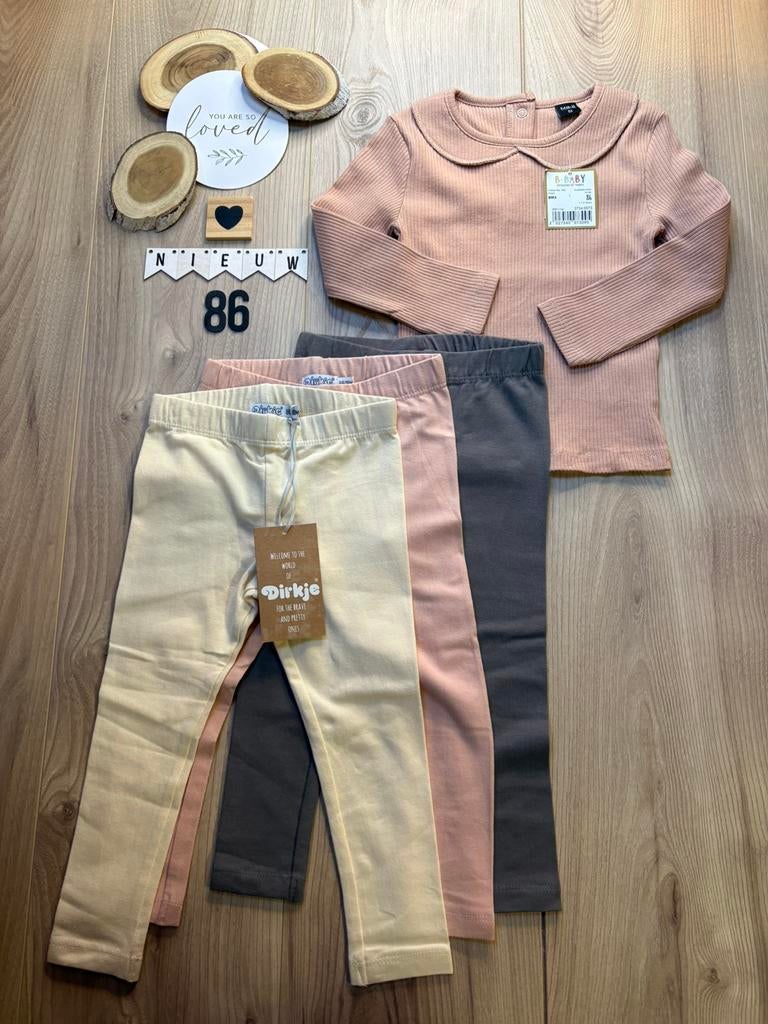 Meisje setje Wibra shirtje, 3x Dirkje legging maat 86, Ophalen of Verzenden, Nieuw, Meisje, Setje