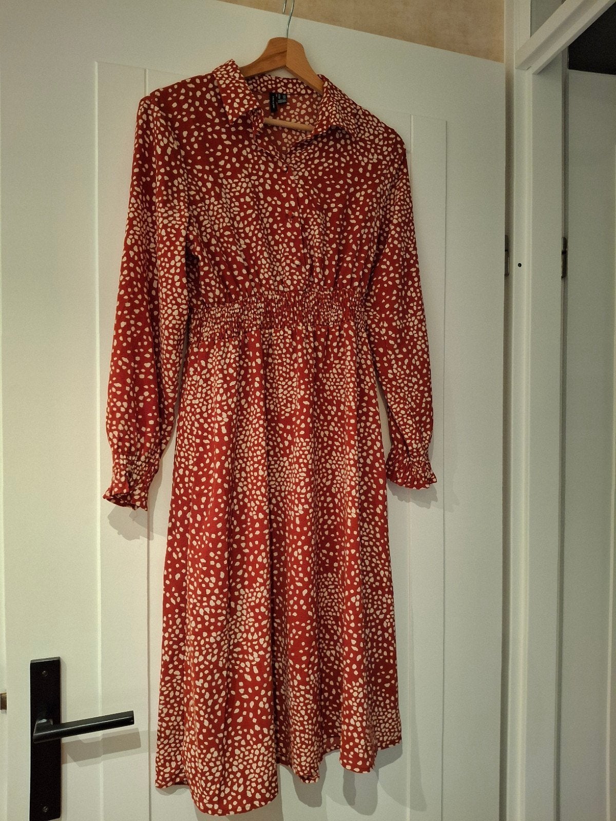 Vero Moda Blousejurk Rood/Beige Maat L (valt als M), Maat 38/40 (M), Meerkleurig, Vero Moda, Ophalen of Verzenden