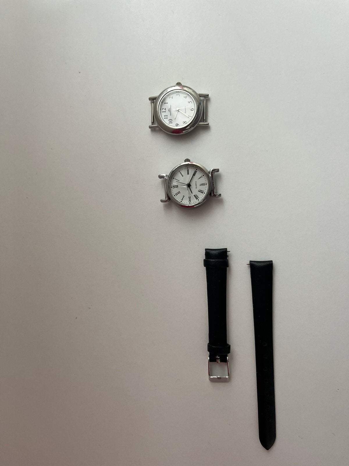 2x Horlogekastjes met zwart leren bandje - Commadoor & Quart, Staal, Polshorloge, Ophalen, Overige merken
