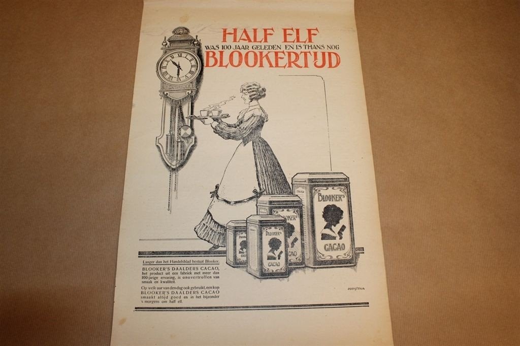 Originele advertentie/affiche - Blooker Cacao - 1928 !!, Ophalen of Verzenden, Gebruikt, Overige typen