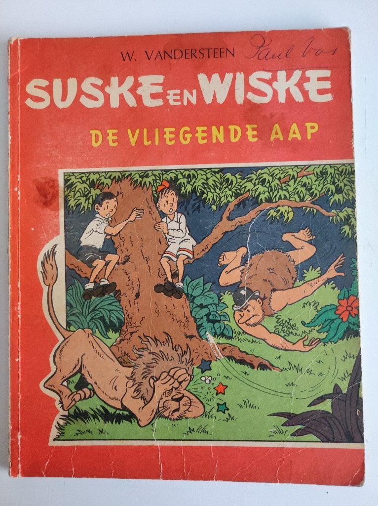 Suske en Wiske nr 65 De vliegende aap eerste druk 1966., Boeken, Gelezen, Willy van der Steen., Eén stripboek, Ophalen of Verzenden