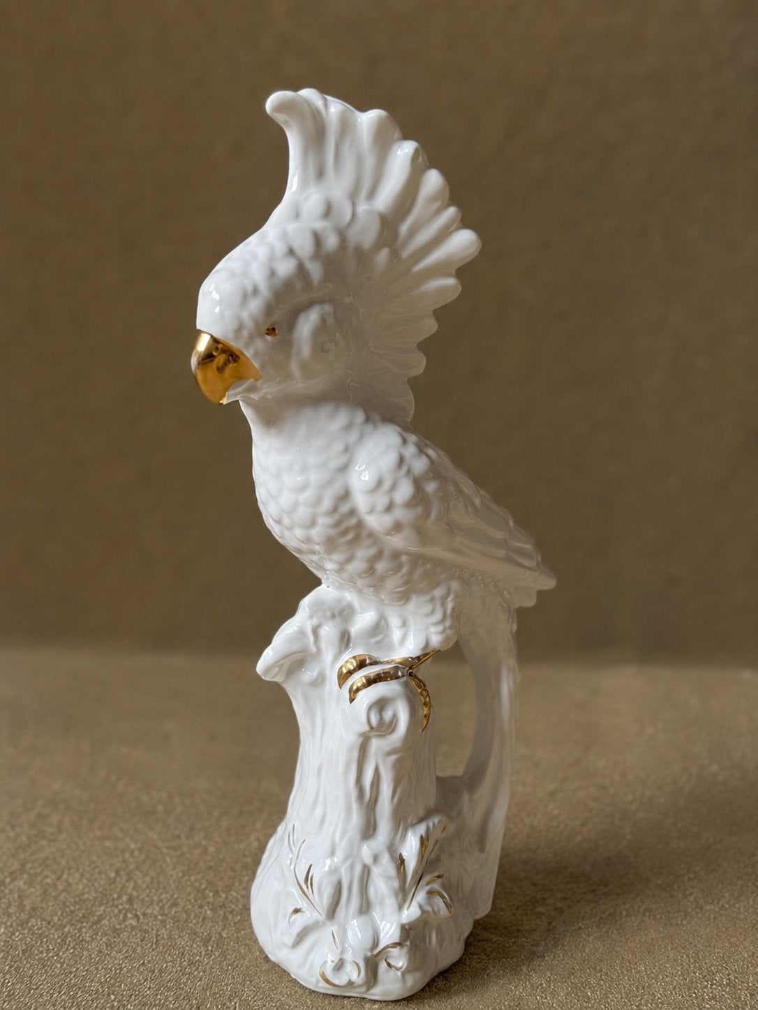 Vintage witte porseleinen kaketoe - 37cm, Ophalen of Verzenden