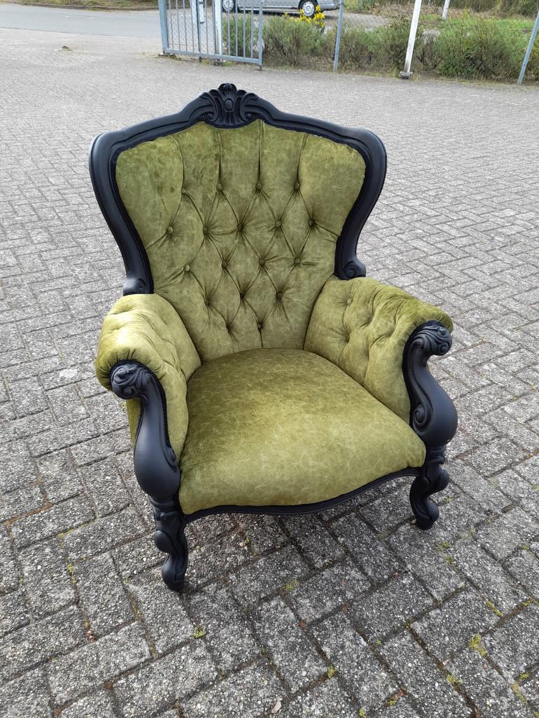 Barok fauteuile opnieuw gestoffeerd, Ophalen of Verzenden, Zo goed als nieuw, 75 tot 100 cm