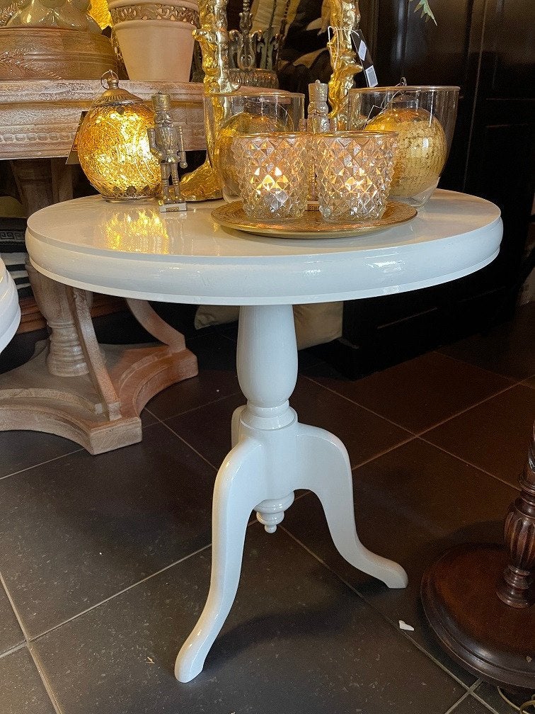 Metalen ronde bijzettafel SET van 2 Eichholtz Flamant, Ophalen, Wilms, Zo goed als nieuw, Wit