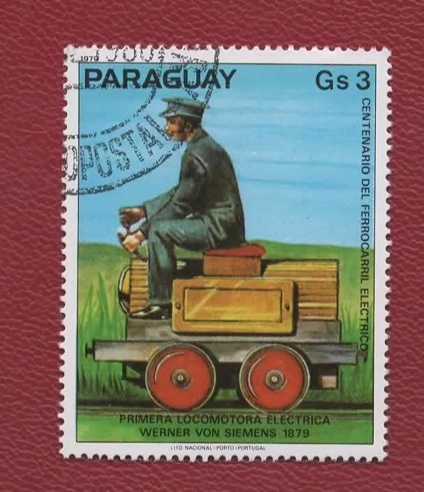 Treinen - Paraguay - Gs3 - gebr, Postzegels en Munten, Postzegels | Thematische zegels, Verzenden, Gestempeld, Treinen