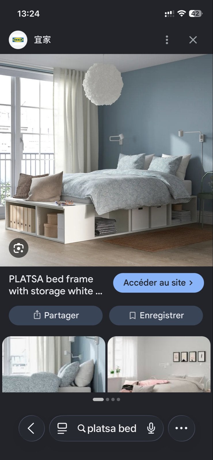 IKEA PLATSA bedframe met opbergruimte, Ophalen, Overige materialen, Gebruikt, 90 cm