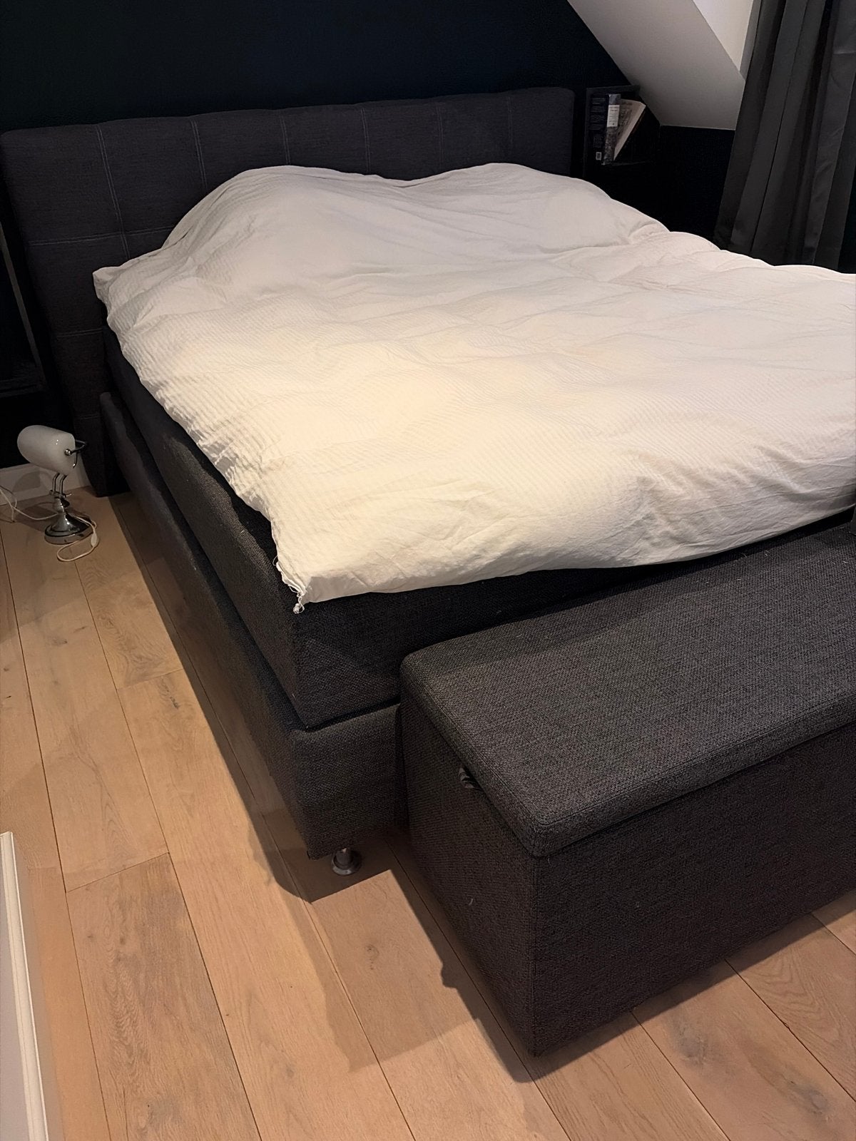Gebruikt tweepersoonsbed 180x210 met hocker, Gebruikt, 210 cm, Tweepersoons, Ophalen of Verzenden