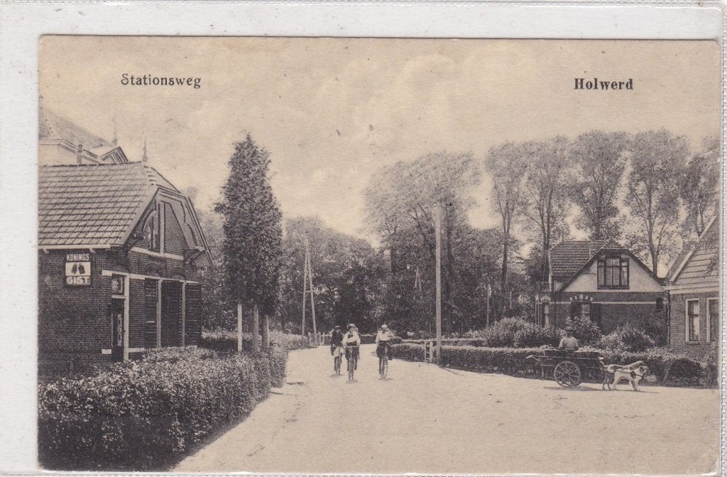 Holwerd-Stationsweg 1927 met Hondenkar, Verzamelen, Verzenden, 1920 tot 1940, Ongelopen, Zuid-Holland