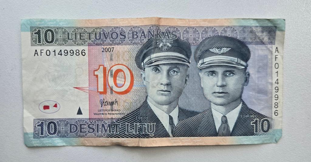 10 lietuvos bankas (oude munt/valuta Litouwen), Postzegels en Munten, Bankbiljetten | Europa | Eurobiljetten, Ophalen of Verzenden